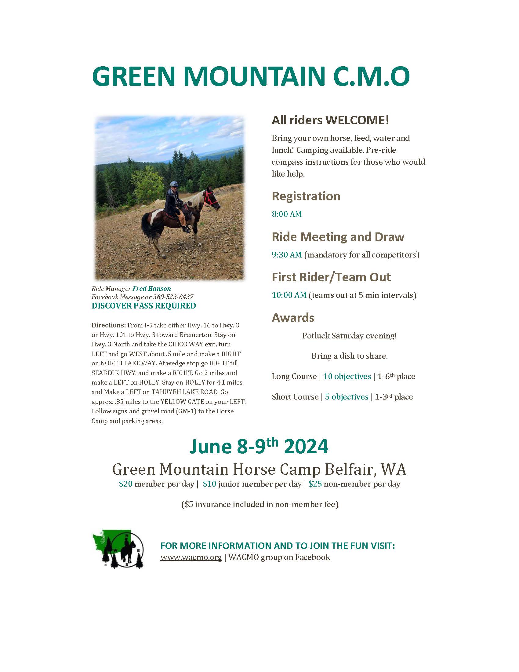 June 8 & 9, 2024 Green Mountain, Bellfair, WA